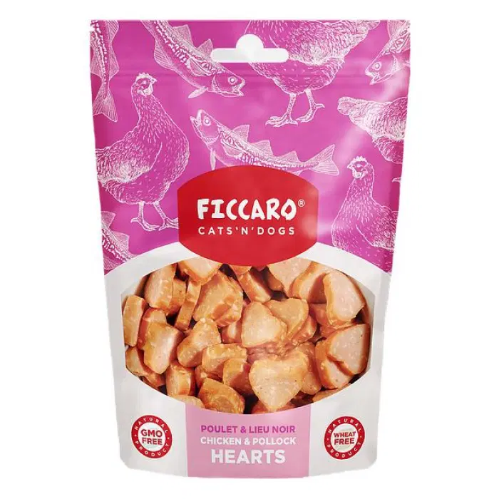 Ficcaro Chicken & Pollock Hearts - Hundesnacks - 100g