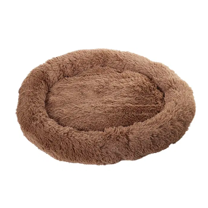 Fluffy Donutseng Beroligende Seng til hund, Brun 75 cm