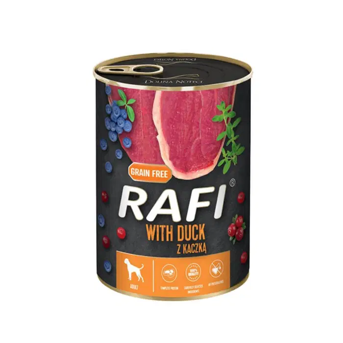 RAFI Vådfoder til Hunde - And, Blåbær & Tranebær - Kornfrit - 400g